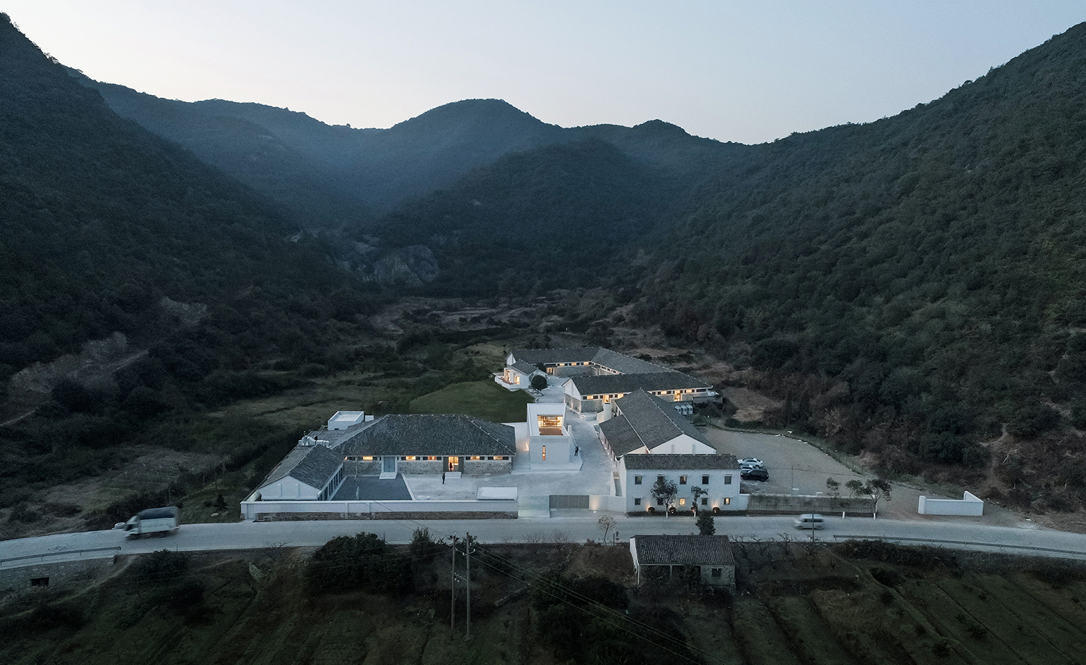 Aerial view of Miya Lostvilla Huchen Barn Resort hotel