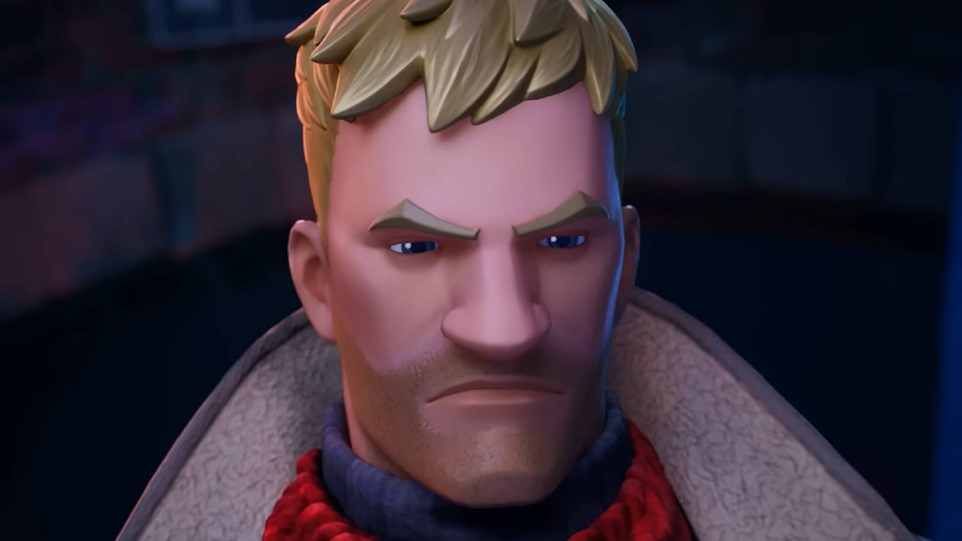 A screenshot of Fortnite&#039;s Jonesy looking serious.