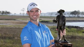 Wesley Bryan with the RBC Heritage trophy