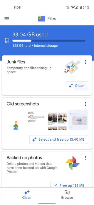 Google Pixel storage settings