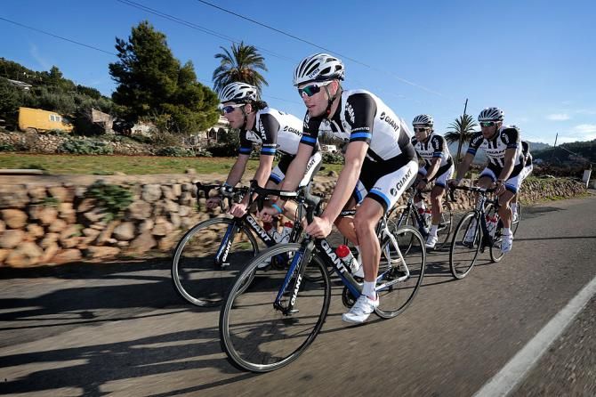 Luka Mezgec at the front of the group