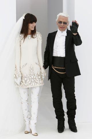 Irina Lazareanu with Karl Lagerfeld