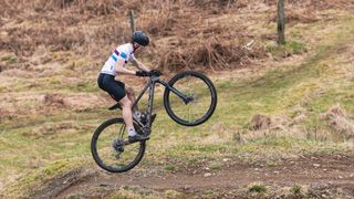 Scottish junior cross country champion riding in a race