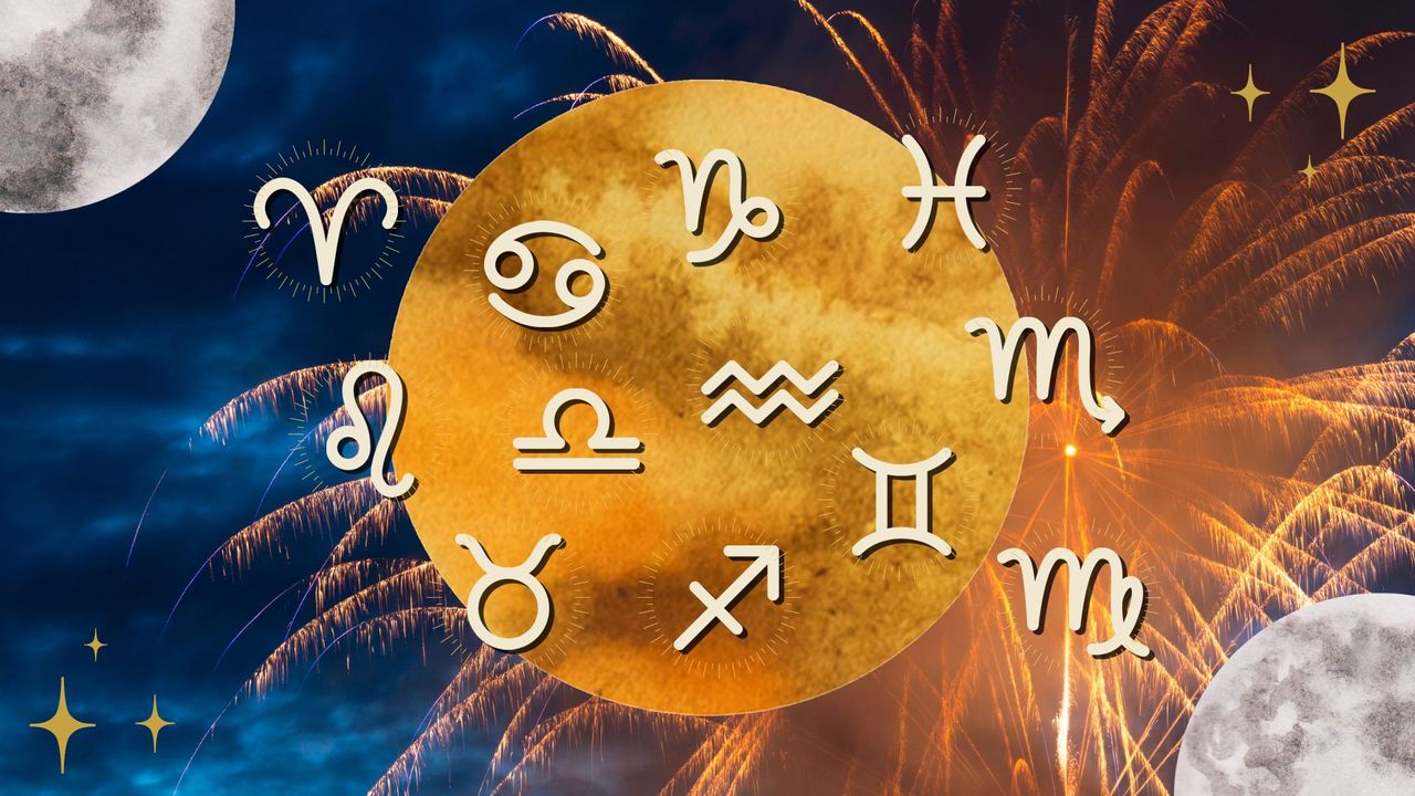 The moon surrounded the symbols of the zodiac signs