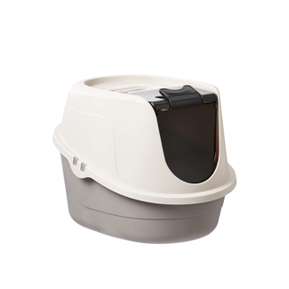 Amazon Basics No-Mess Enclosed Hooded Cat Litter Box, one of the best cat litter boxes