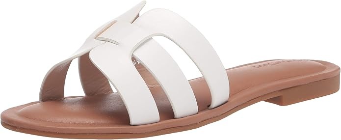 The Drop, The Drop Women's Monika Flat H-Band Slide Sandal, White, 8