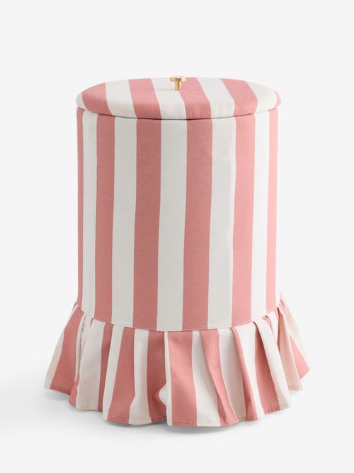 Pink Stripe Hamper Frill Laundry Bag - Size One
