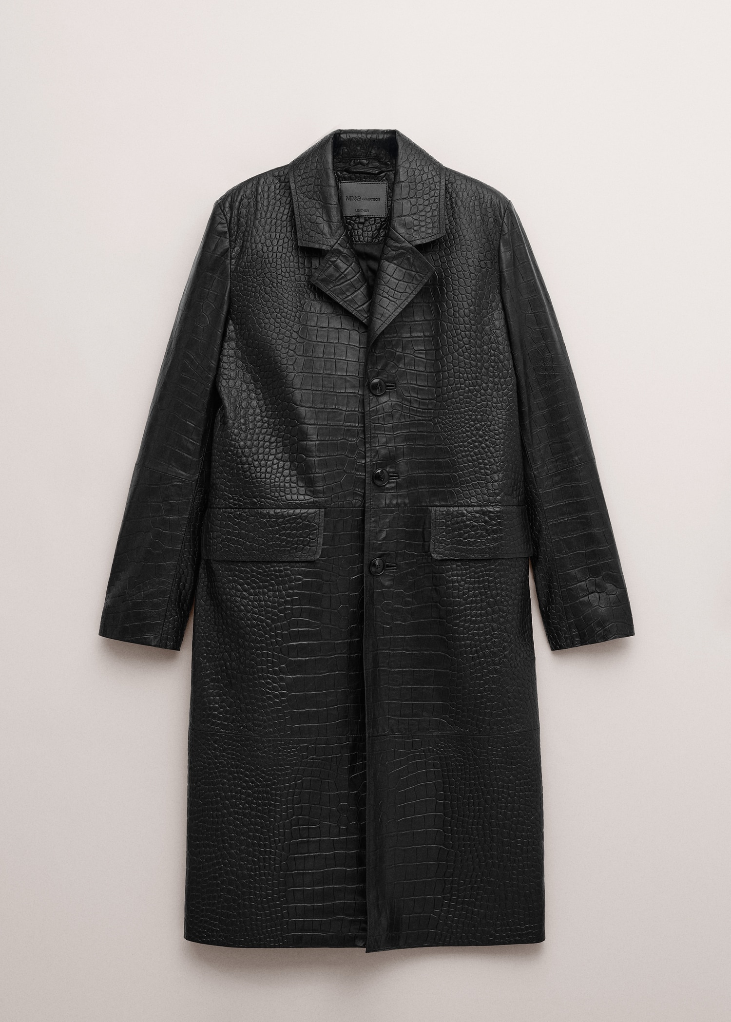Crocodile-Effect Leather Coat - Women | Mango Usa