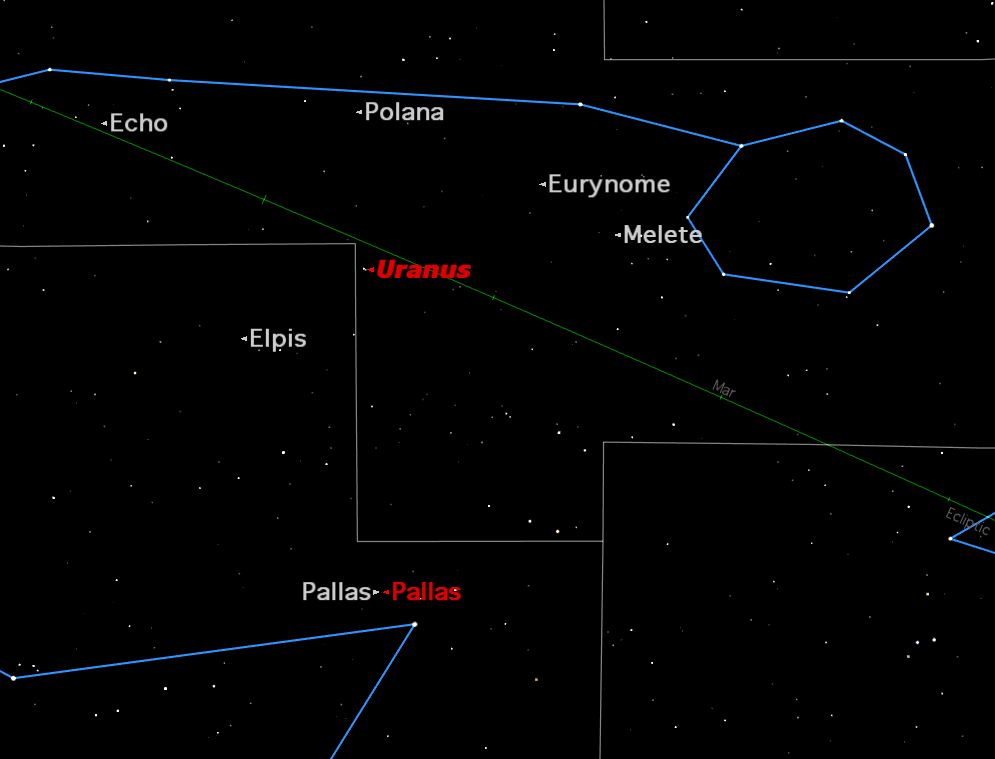 Asteroid Pallas in Night Sky