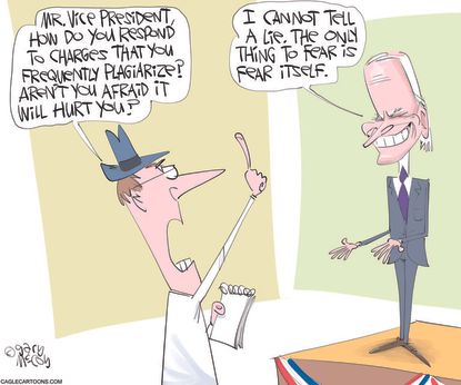 Political Cartoon U.S. Biden plagiarism
