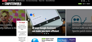 Computerworld keeps its navigation tucked away behind a hamburger icon