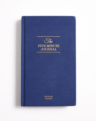 The blue hardback cover of The Five Minute Journal: Graduate Edition