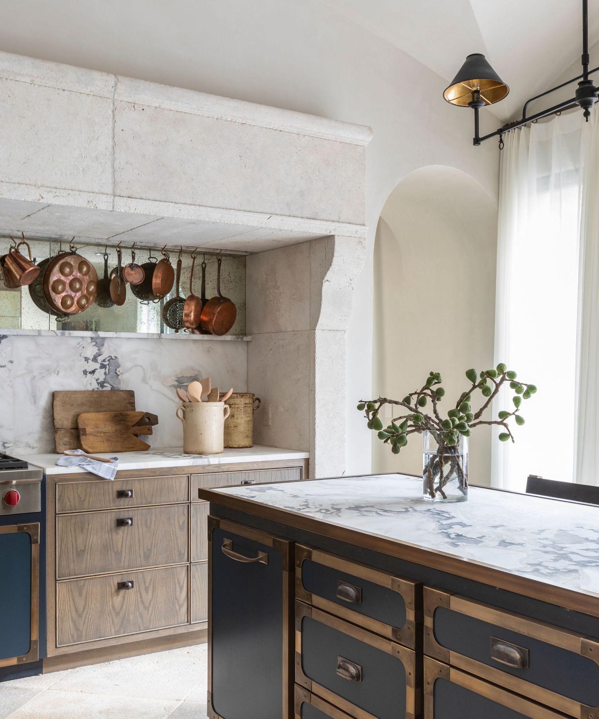 modern rustic kitchen with marble countertops