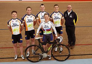 Team Jayco, with national sprint coach Gary West (r)