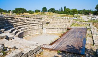 Ruins of the Roman amphitheater in Troy, Turkey. 