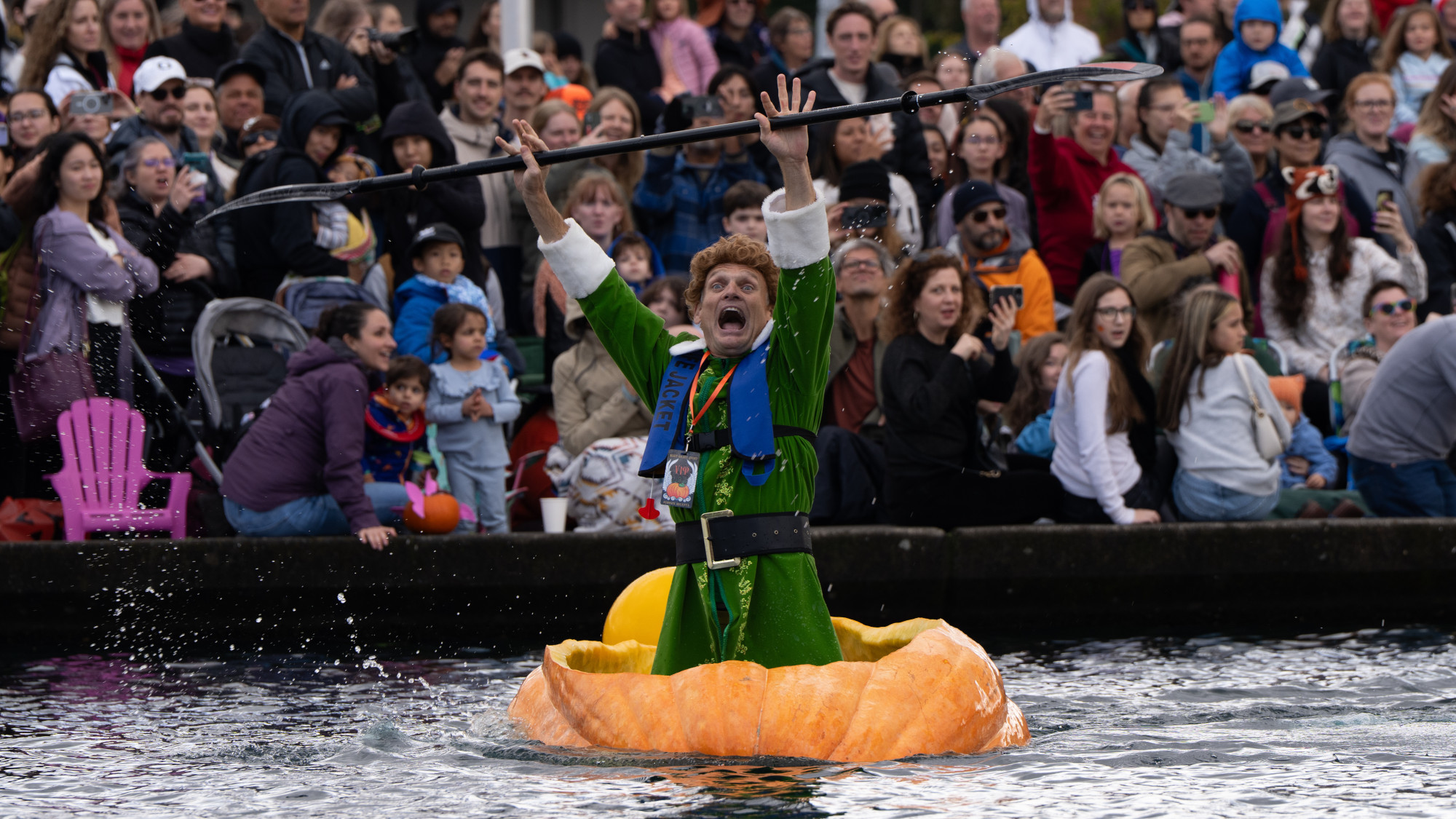 A boat made out of a pumpkin