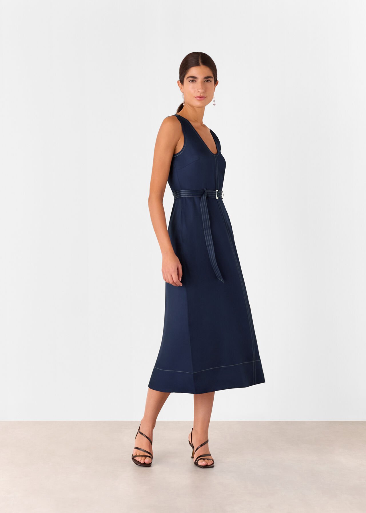 Navy Karina Sleeveless Midi Dress