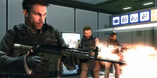 Gunmen opening fire during the No Russian level in Call of Duty: Modern Warfare 2.