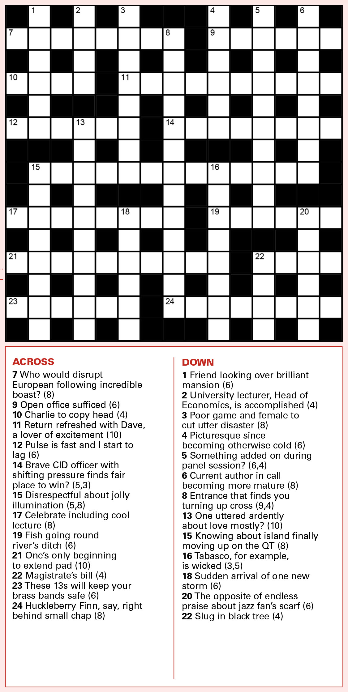 An unsolved crossword puzzle.