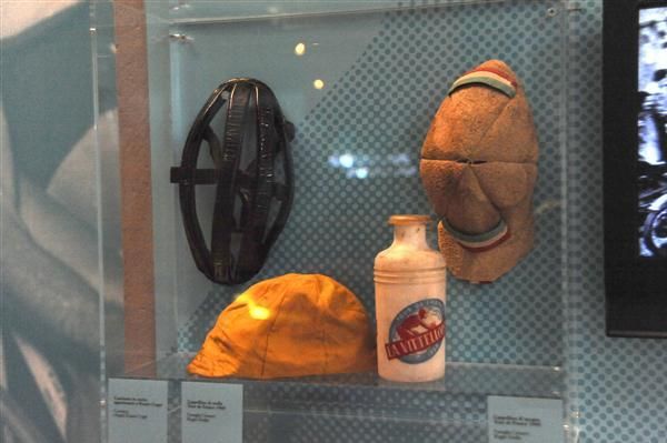 Coppi's helmets and bottle