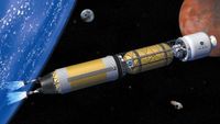 Artist's concept of a nuclear thermal rocket. Such vehicles could help humanity get to Mars and other planets in the solar system.