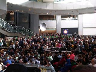A large crowd turned out to view the transit of Venus at the American Museum of Natural History in New York, where astronomer Steve Beyer explained what the crowd was going to see.