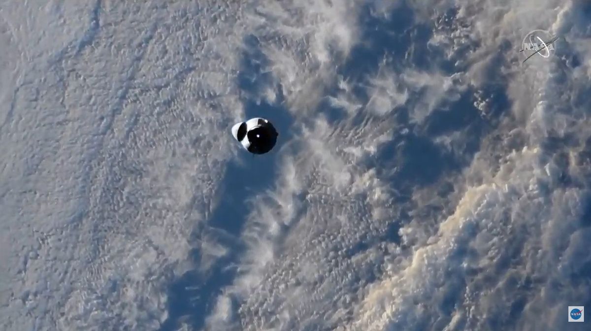 The SpaceX CRS-22 Dragon cargo ship approaches the International Space Station on June 5, 2021 during docking operations to deliver more than 7,300 lbs. (3,311 kg) of supplies to the orbiting laboratory.