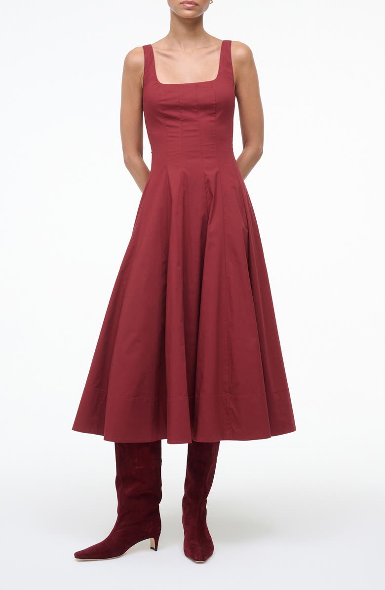 Wells Stretch Cotton Fit & Flare Midi Dress