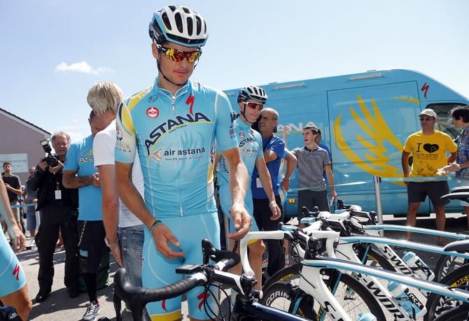 Astana riders pick out their bikes for stage 11