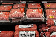 Packages of ground beef at a grocery store