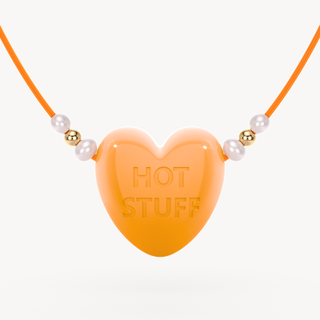 'hot Stuff' Cord Necklace With Pearl + Gold Beads