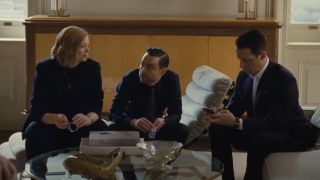 The Roy Siblings from Succession (Sarah Snook as Shiv, Kieran Culkin as Roman, and Jeremy Strong as Kendall)