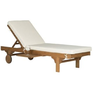 Safavieh Outdoor Collection Newport Chaise Chair & Side Table Natural/beige