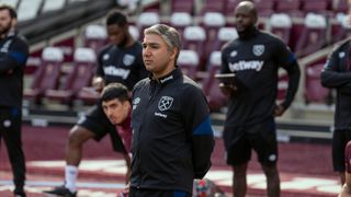Nate Shelley oversees West Ham United training in Ted Lasso season 3