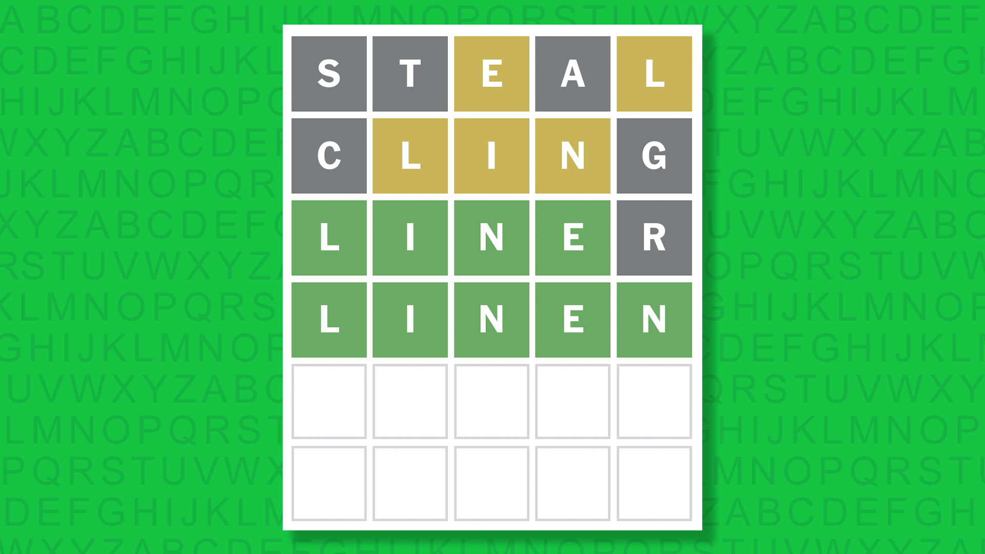 NYT Wordle answer for game 1718 on a green background