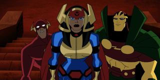 Big Barda, Mister Miracle, and The Flash.