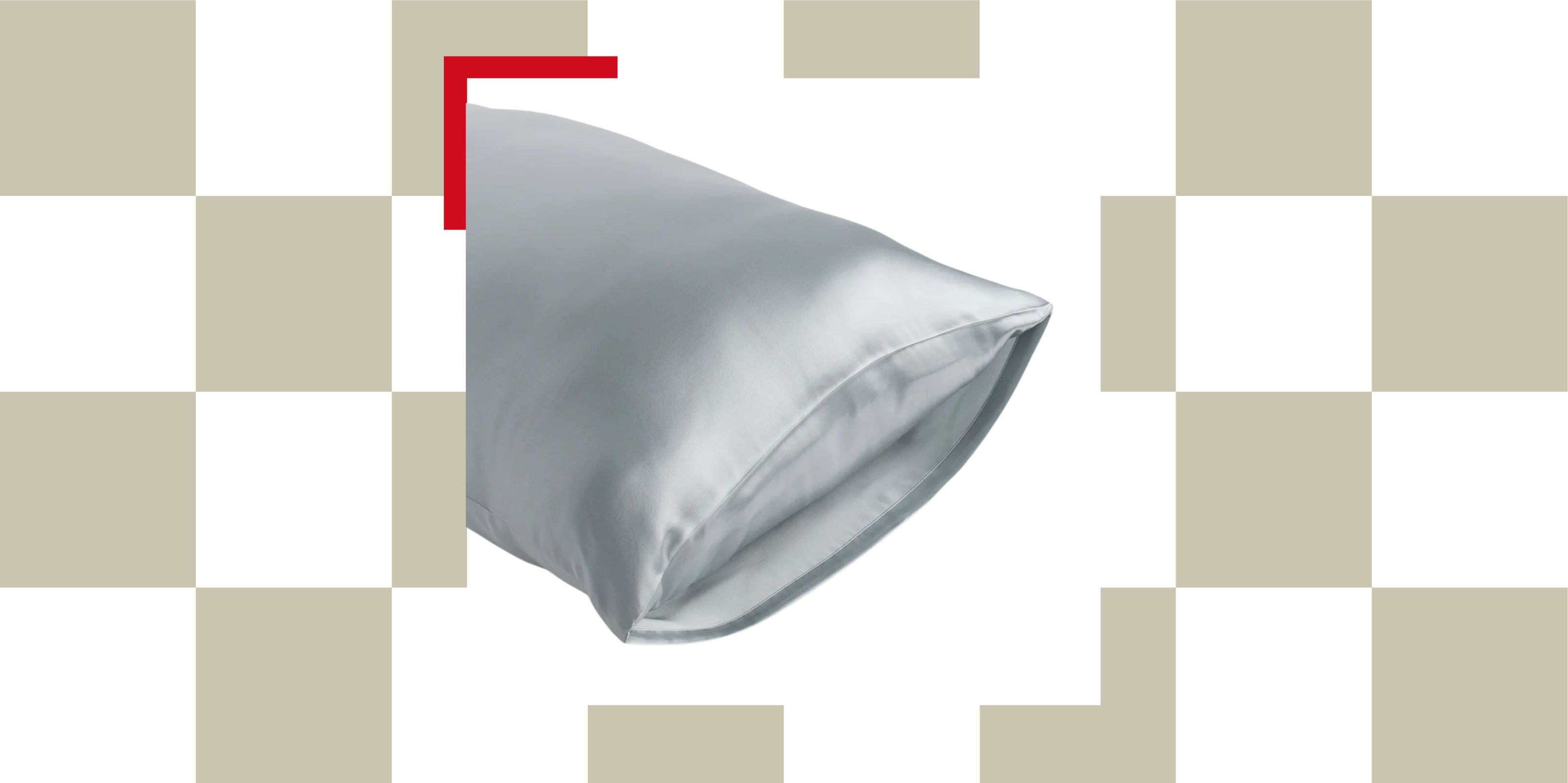 Cozy Earth Silk Pillowcase in Shore cut out on checkered background