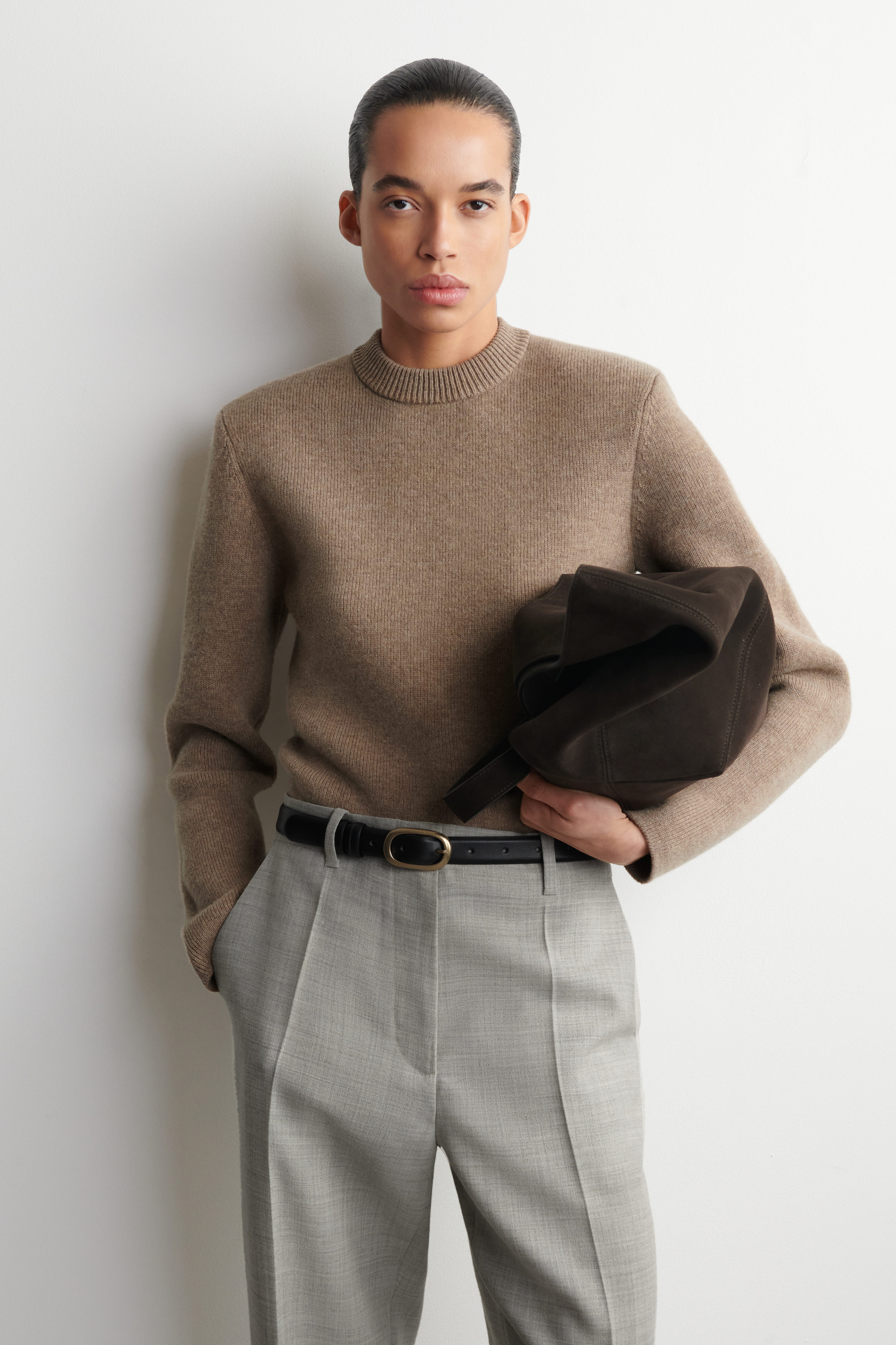 Sculpted-Shoulder Merino Wool Jumper