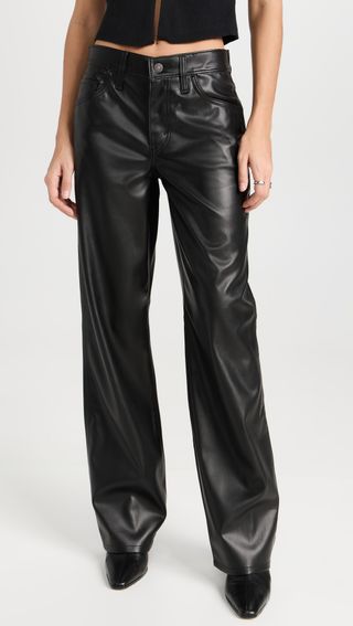 Faux Leather Baggy Dad Pants