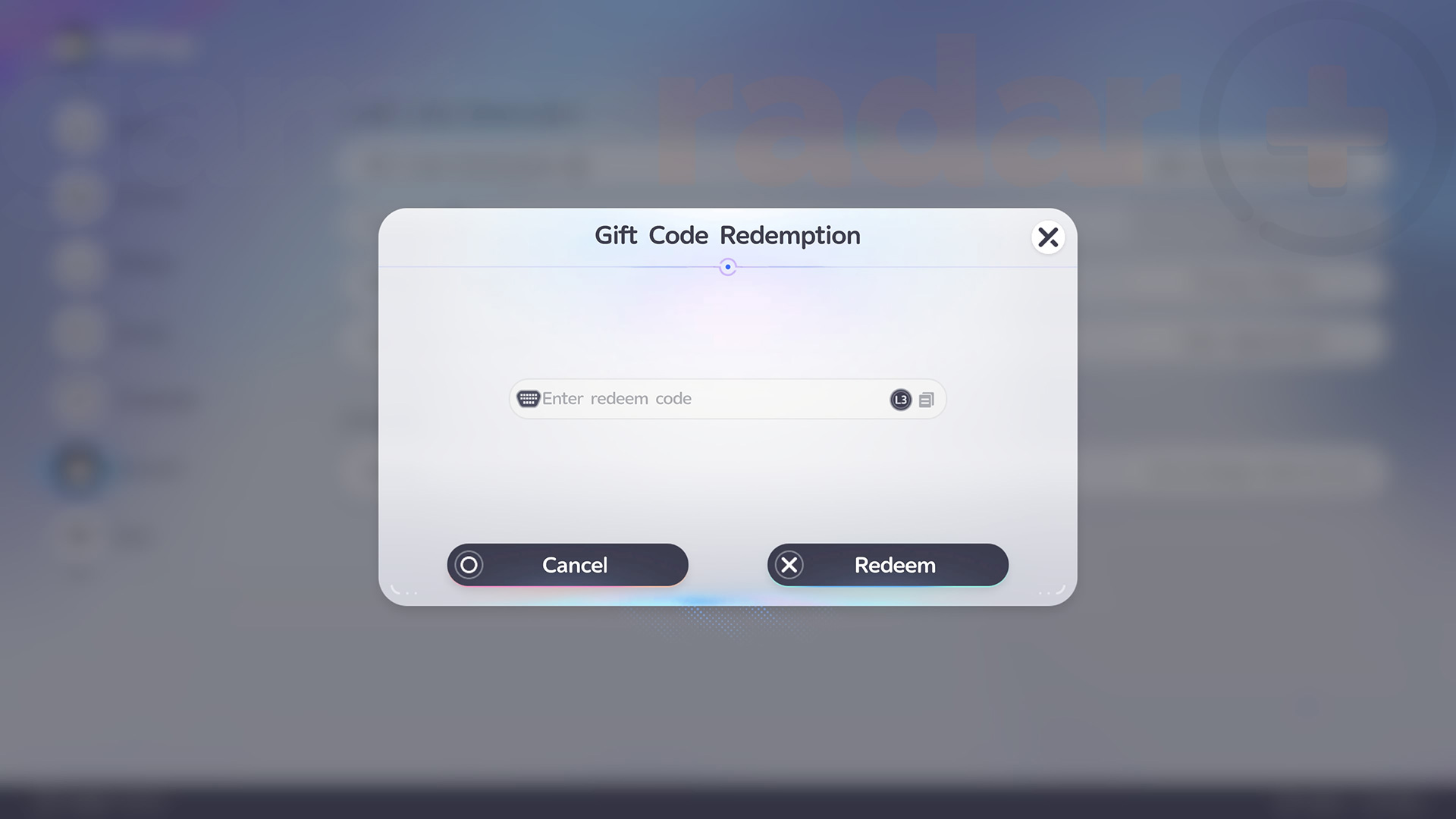 The Gift Code Redemption screen used to redeem Aniimo codes