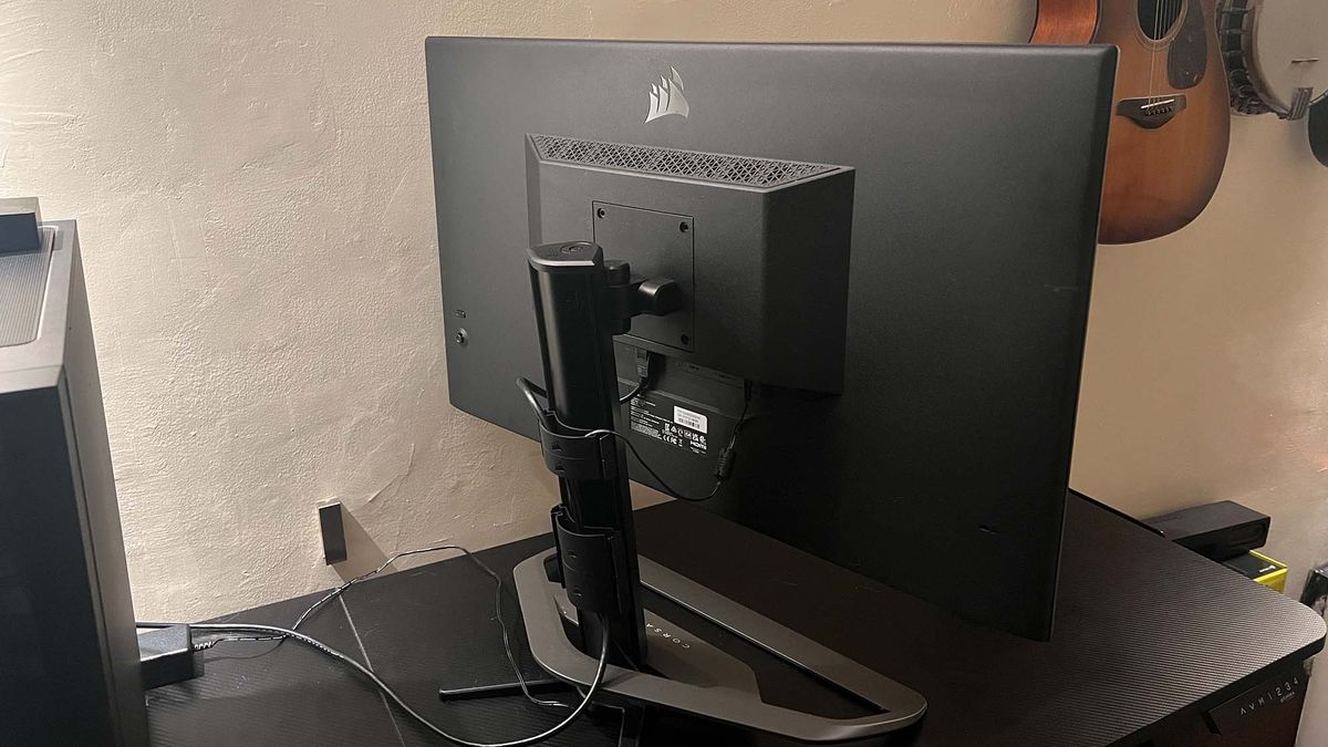 A Corsair Xeneon 32UHD144 on a gaming desk
