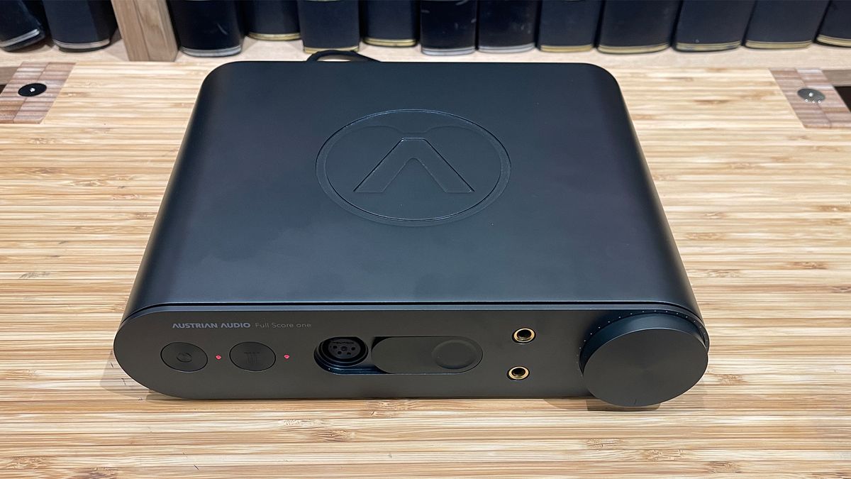 Austrian Audio Full Score One amp on wooden desk
