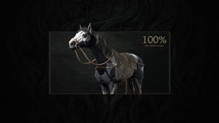 An image of a red-eyed horse from Diablo 4, a reward for reaching 100% of a donation goal in the game's recent blood donation drive.