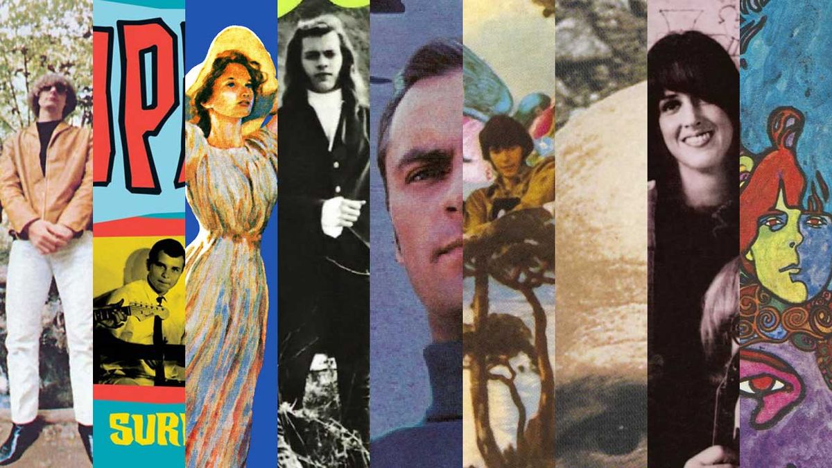 Excerpts from the cover art of nine 60s West Coast rock albums