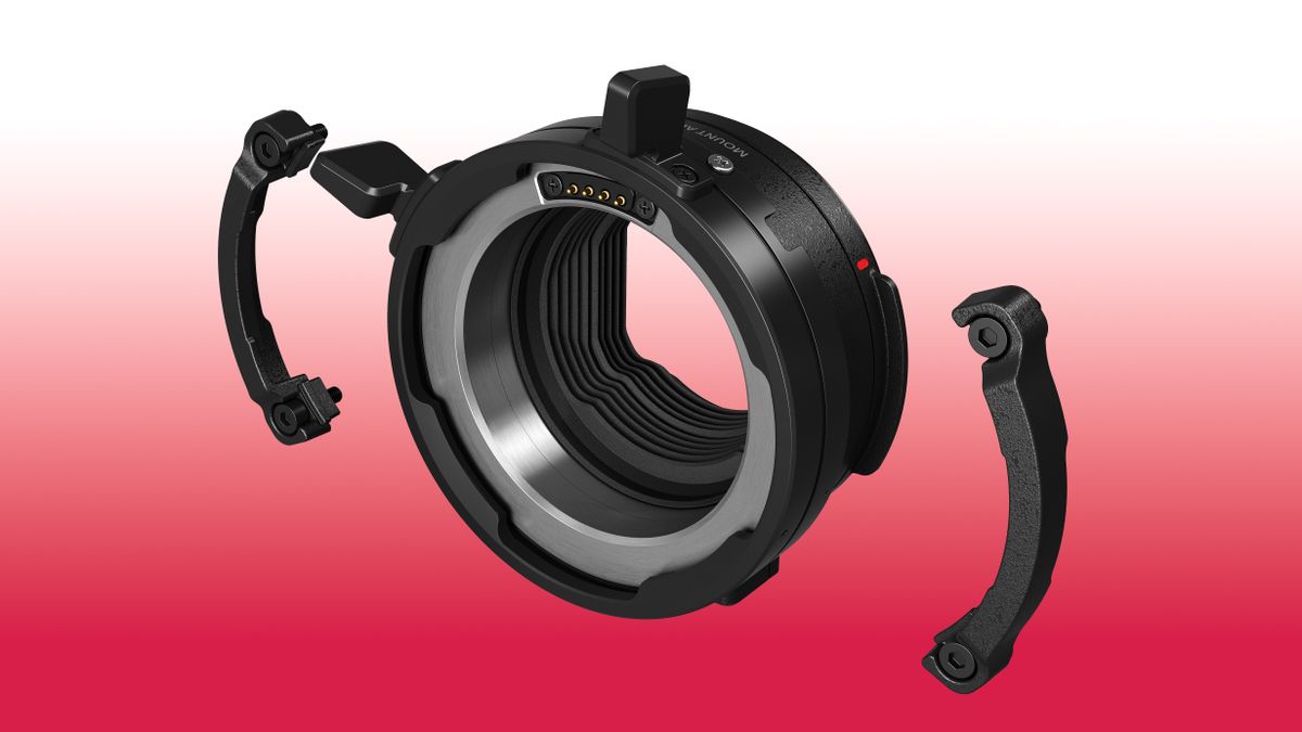 Canon Mount Adapter PL-RF against a red and white background