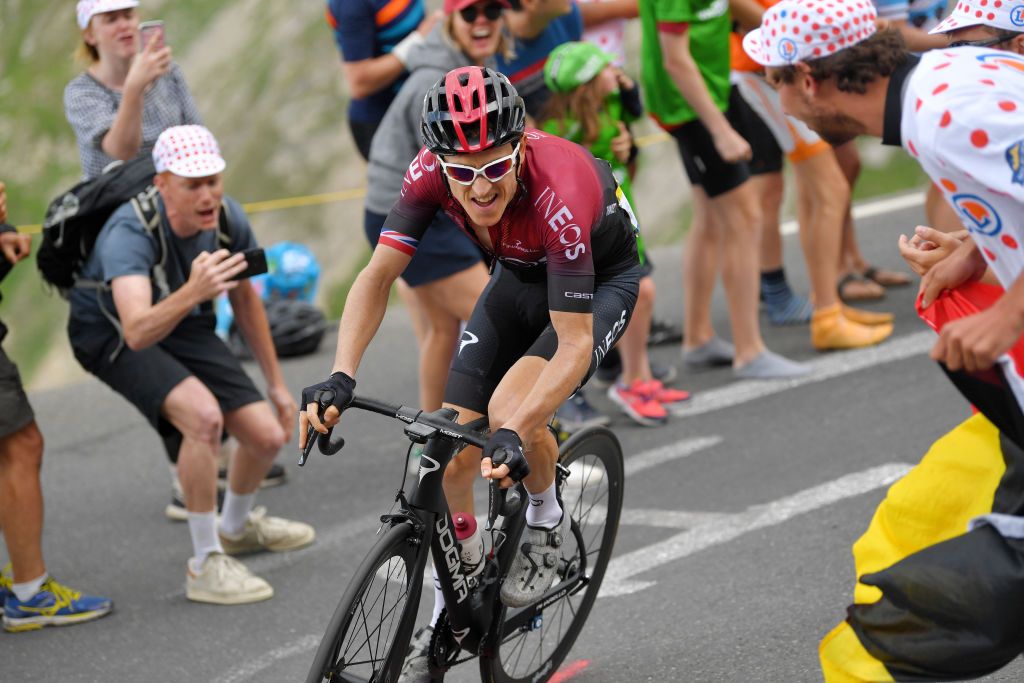 Geraint Thomas (Team Ineos) pushes the pace on stage 18 of the 2019 Tour de France