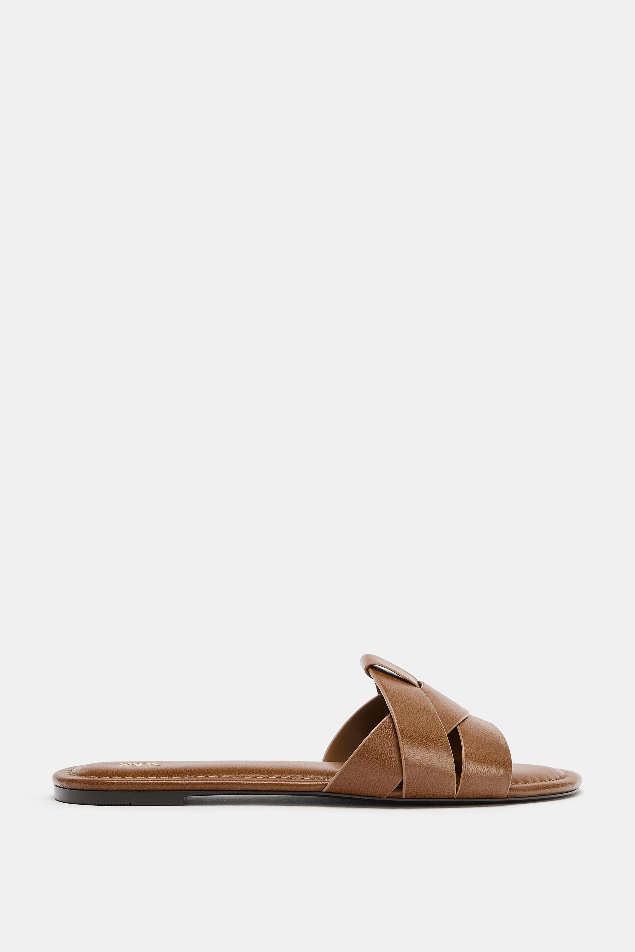 Flat Leather Criss-Cross Sandals