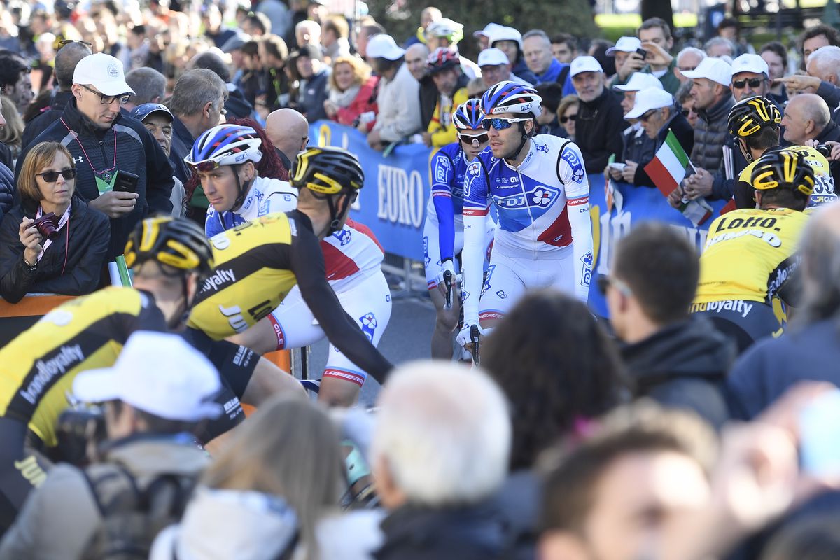 Thibaut Pinot heads to sign on