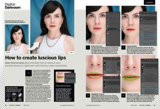 Image showing the Fundamentals tutorial in issue 292 (April 2025) of Digital Camera magazine, about creating luscious lips in Adobe Lightroom