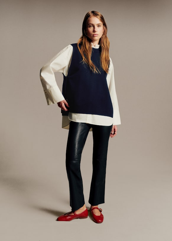 Ciara Trousers - Smooth Black Leather - Lamb Leather - S&amp;eacute;zane
